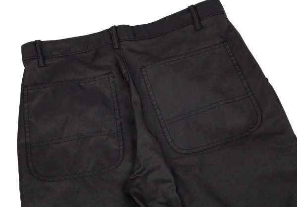 ブラックコムデギャルソンBLACK COMME des GARCONS コットンエステル螺旋切替クロップドパンツ 黒S K-75408_010