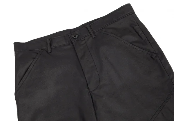 ブラックコムデギャルソンBLACK COMME des GARCONS コットンエステル螺旋切替クロップドパンツ 黒S K-75408_002