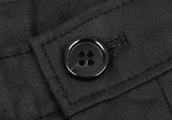 ブラックコムデギャルソンBLACK COMME des GARCONS コットンエステル螺旋切替クロップドパンツ 黒S K-75408_004