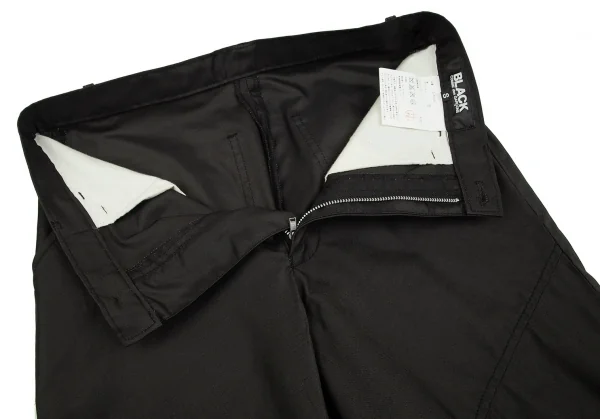 ブラックコムデギャルソンBLACK COMME des GARCONS コットンエステル螺旋切替クロップドパンツ 黒S K-75408_005