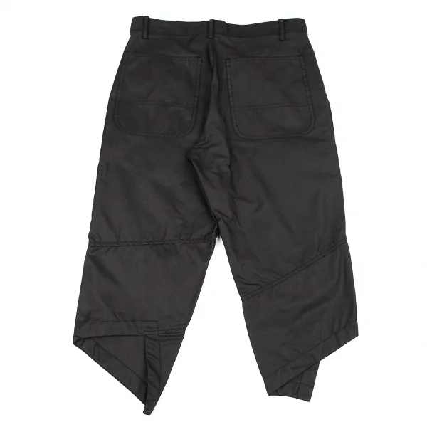 ブラックコムデギャルソンBLACK COMME des GARCONS コットンエステル螺旋切替クロップドパンツ 黒S K-75408_009