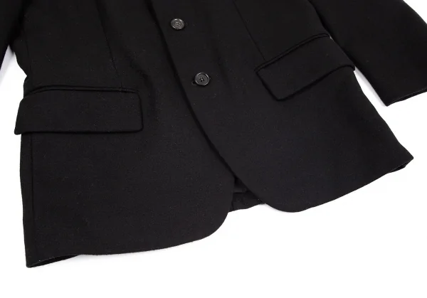 ローブドシャンブル コムデギャルソンrobe de chambre COMME des GARCONS メルトンウールノーカラージャケット 黒M位 K-75409_010