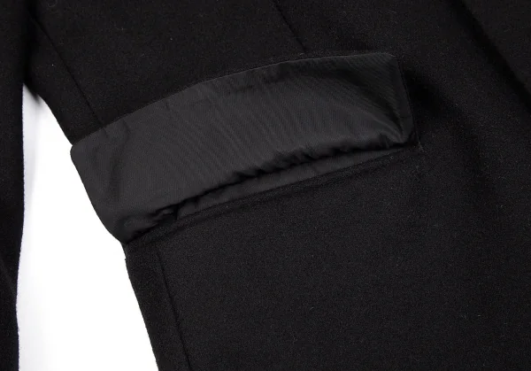 ローブドシャンブル コムデギャルソンrobe de chambre COMME des GARCONS メルトンウールノーカラージャケット 黒M位 K-75409_011