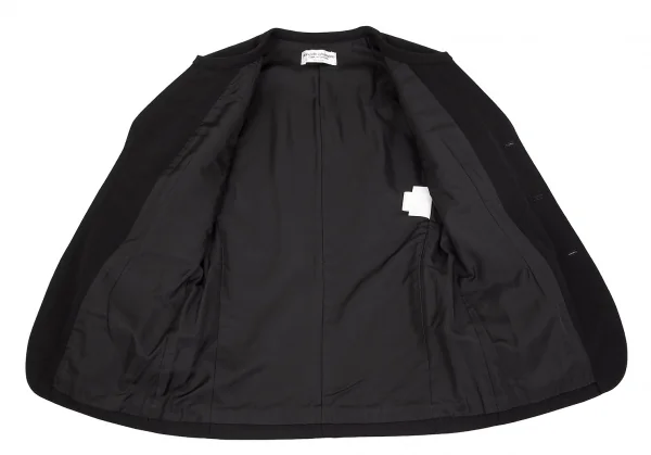 ローブドシャンブル コムデギャルソンrobe de chambre COMME des GARCONS メルトンウールノーカラージャケット 黒M位 K-75409_012