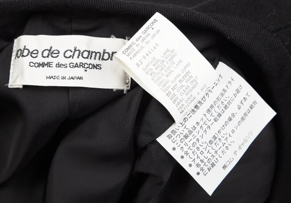ローブドシャンブル コムデギャルソンrobe de chambre COMME des GARCONS メルトンウールノーカラージャケット 黒M位 K-75409_015