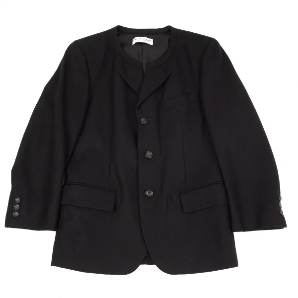 ローブドシャンブル コムデギャルソンrobe de chambre COMME des GARCONS メルトンウールノーカラージャケット 黒M位 K-75409_002