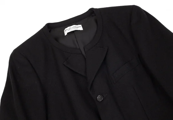 ローブドシャンブル コムデギャルソンrobe de chambre COMME des GARCONS メルトンウールノーカラージャケット 黒M位 K-75409_003