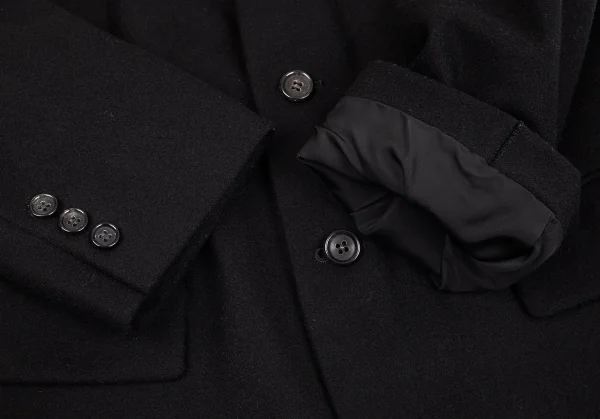 ローブドシャンブル コムデギャルソンrobe de chambre COMME des GARCONS メルトンウールノーカラージャケット 黒M位 K-75409_009