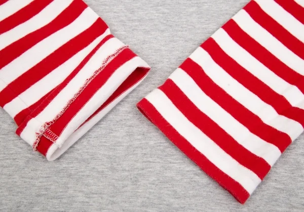 コムデギャルソンCOMME des GARCONS 袖ボーダー切替カットソー グレー白赤S K-75428_005