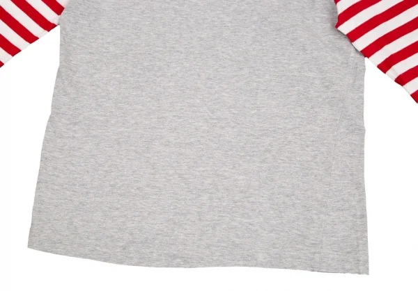 コムデギャルソンCOMME des GARCONS 袖ボーダー切替カットソー グレー白赤S K-75428_006