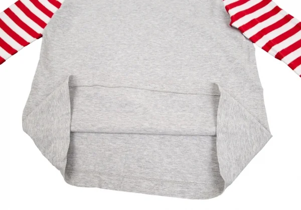 コムデギャルソンCOMME des GARCONS 袖ボーダー切替カットソー グレー白赤S K-75428_007