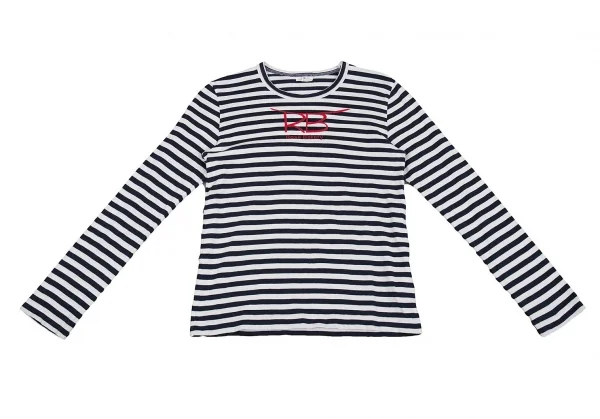 コムデギャルソンCOMME des GARCONS Rose Bakeryロゴプリントボーダーカットソー 白紺S K-75430_002