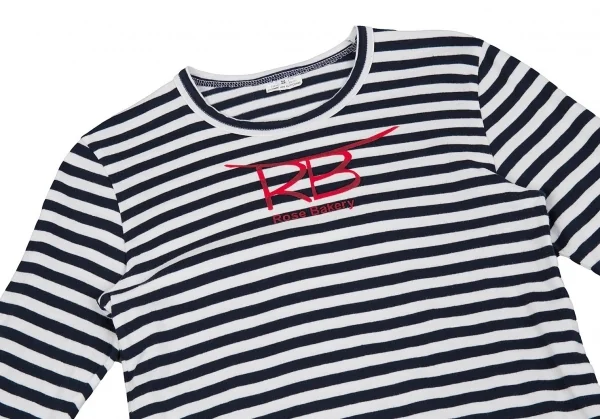 コムデギャルソンCOMME des GARCONS Rose Bakeryロゴプリントボーダーカットソー 白紺S K-75430_003