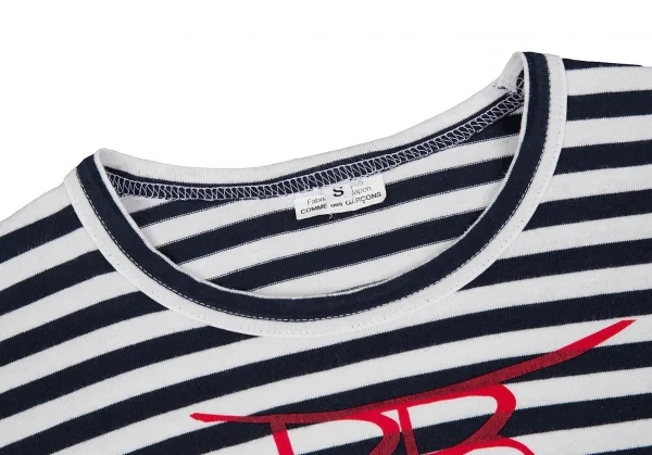 コムデギャルソンCOMME des GARCONS Rose Bakeryロゴプリントボーダーカットソー 白紺S K-75430_004