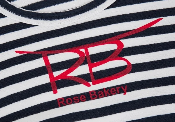 コムデギャルソンCOMME des GARCONS Rose Bakeryロゴプリントボーダーカットソー 白紺S K-75430_005