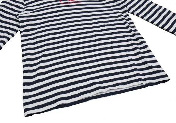 コムデギャルソンCOMME des GARCONS Rose Bakeryロゴプリントボーダーカットソー 白紺S K-75430_009