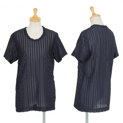 コムデギャルソンCOMME des GARCONS ギャザーレースTシャツ 紺
