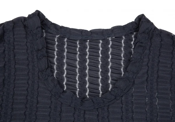 コムデギャルソンCOMME des GARCONS ギャザーレースTシャツ 紺M位 K-75434_004