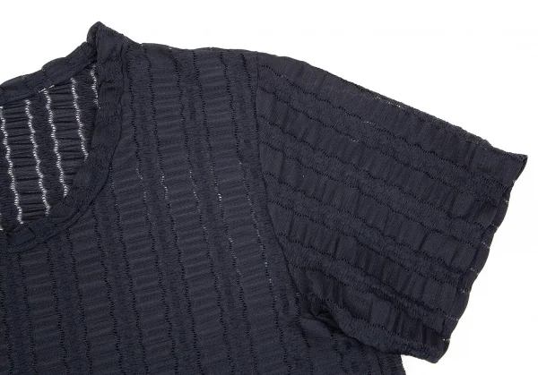 コムデギャルソンCOMME des GARCONS ギャザーレースTシャツ 紺M位 K-75434_005