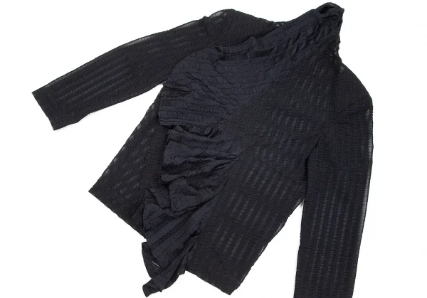 コムデギャルソンCOMME des GARCONS ギャザーレースドレープ変形ジャケット 紺M位 K-75435_010