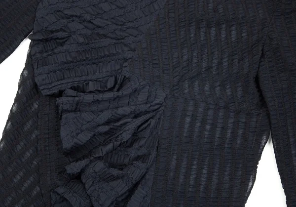 コムデギャルソンCOMME des GARCONS ギャザーレースドレープ変形ジャケット 紺M位 K-75435_011