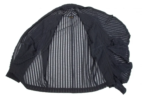 コムデギャルソンCOMME des GARCONS ギャザーレースドレープ変形ジャケット 紺M位 K-75435_012