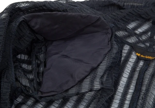 コムデギャルソンCOMME des GARCONS ギャザーレースドレープ変形ジャケット 紺M位 K-75435_014