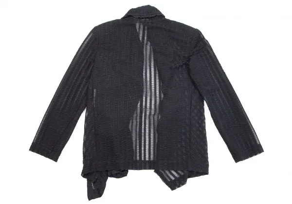 コムデギャルソンCOMME des GARCONS ギャザーレースドレープ変形ジャケット 紺M位 K-75435_015