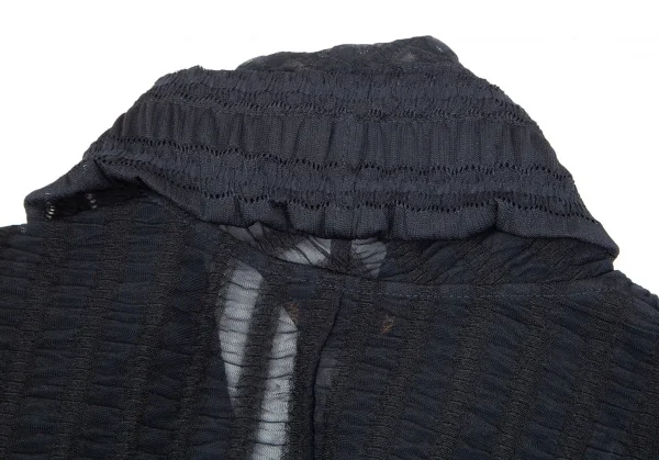 コムデギャルソンCOMME des GARCONS ギャザーレースドレープ変形ジャケット 紺M位 K-75435_016