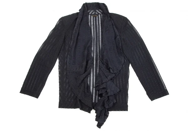 コムデギャルソンCOMME des GARCONS ギャザーレースドレープ変形ジャケット 紺M位 K-75435_002