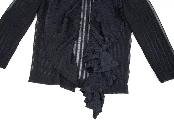 コムデギャルソンCOMME des GARCONS ギャザーレースドレープ変形ジャケット 紺M位 K-75435_007