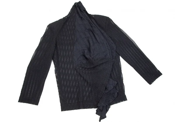 コムデギャルソンCOMME des GARCONS ギャザーレースドレープ変形ジャケット 紺M位 K-75435_008