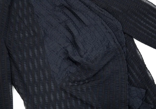 コムデギャルソンCOMME des GARCONS ギャザーレースドレープ変形ジャケット 紺M位 K-75435_009