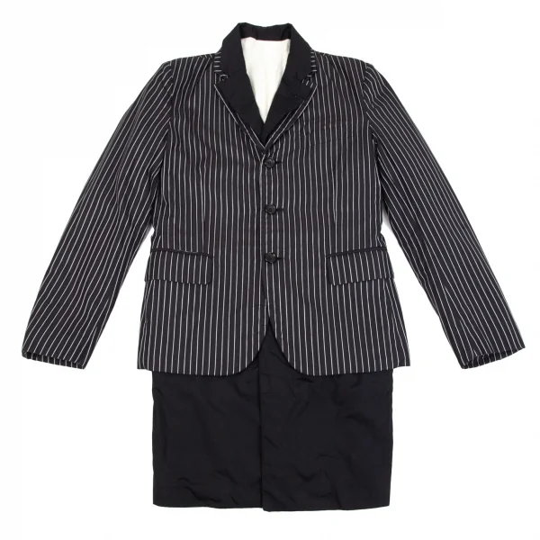 コムデギャルソンCOMME des GARCONS ストライプレイヤードデザインジャケット 黒S K-75438_002