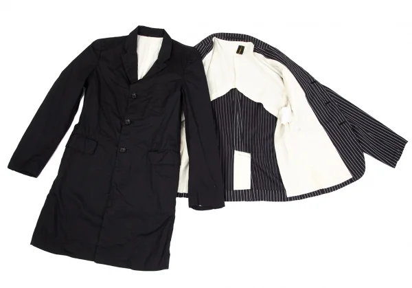 コムデギャルソンCOMME des GARCONS ストライプレイヤードデザインジャケット 黒S K-75438_003