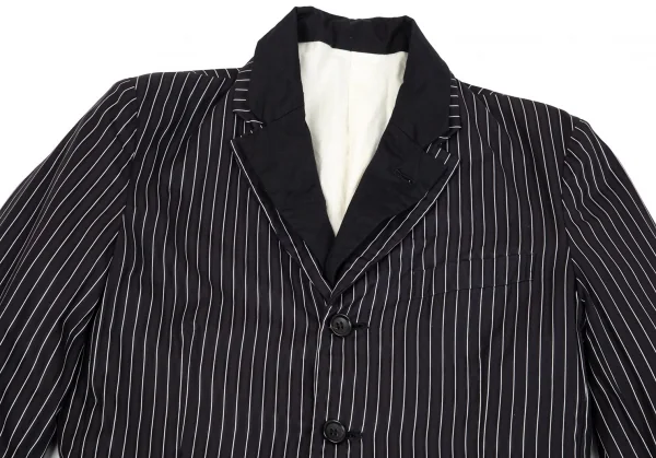 コムデギャルソンCOMME des GARCONS ストライプレイヤードデザインジャケット 黒S K-75438_004