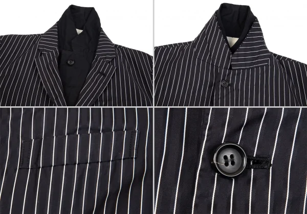 コムデギャルソンCOMME des GARCONS ストライプレイヤードデザインジャケット 黒S K-75438_005