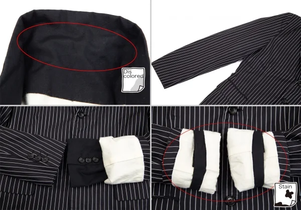 コムデギャルソンCOMME des GARCONS ストライプレイヤードデザインジャケット 黒S K-75438_006