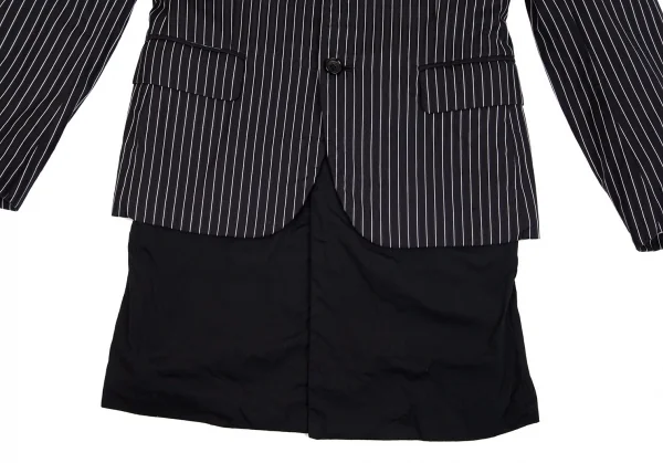 コムデギャルソンCOMME des GARCONS ストライプレイヤードデザインジャケット 黒S K-75438_007