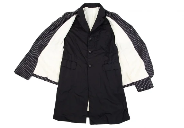 コムデギャルソンCOMME des GARCONS ストライプレイヤードデザインジャケット 黒S K-75438_009