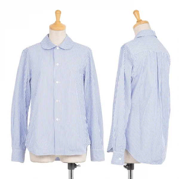 グッドデザインショップ コムデギャルソンGOOD DESIGN SHOP COMME des GARCONS 丸襟ストライプシャツ 水色白XS K-75457_001