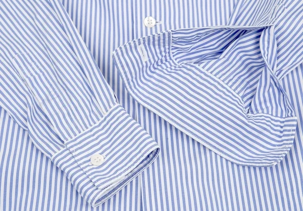 グッドデザインショップ コムデギャルソンGOOD DESIGN SHOP COMME des GARCONS 丸襟ストライプシャツ 水色白XS K-75457_007
