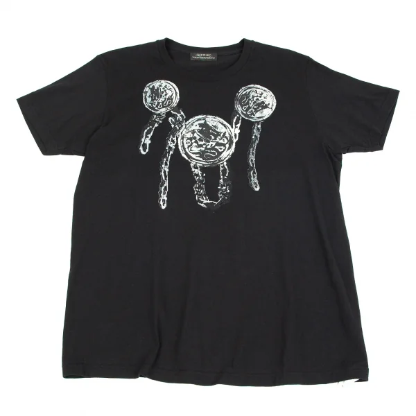 ゴシックヨウジヤマモトGOTHIC YOHJI YAMAMOTO スカルチェーンボタンプリントTシャツ 黒3 K-75506_001