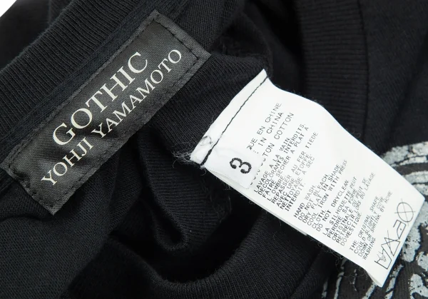 ゴシックヨウジヤマモトGOTHIC YOHJI YAMAMOTO スカルチェーンボタンプリントTシャツ 黒3 K-75506_011