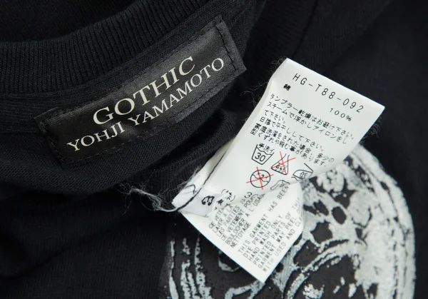 ゴシックヨウジヤマモトGOTHIC YOHJI YAMAMOTO スカルチェーンボタンプリントTシャツ 黒3 K-75506_012