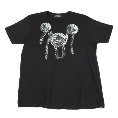 ゴシックヨウジヤマモトGOTHIC YOHJI YAMAMOTO スカルチェーンボタンプリントTシャツ 黒