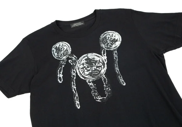 ゴシックヨウジヤマモトGOTHIC YOHJI YAMAMOTO スカルチェーンボタンプリントTシャツ 黒3 K-75506_002