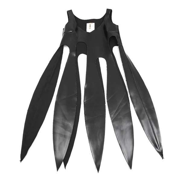 コムデギャルソンCOMME des GARCONS シンセティックレザーカッティングデザインワンピース 黒XS K-75601_002