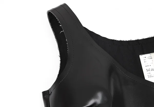 コムデギャルソンCOMME des GARCONS シンセティックレザーカッティングデザインワンピース 黒XS K-75601_004