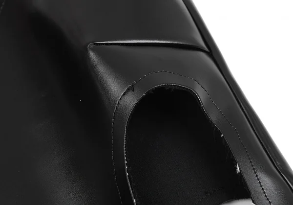 コムデギャルソンCOMME des GARCONS シンセティックレザーカッティングデザインワンピース 黒XS K-75601_005
